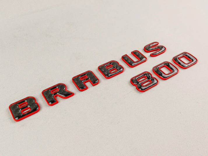 Brabus 800 Red Metal with Carbon Badges Emblems Set for Mercedes-Benz W463 W463A W464